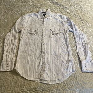 Men’s Ely 1878 Pearl Snap White Button Down Size Medium
